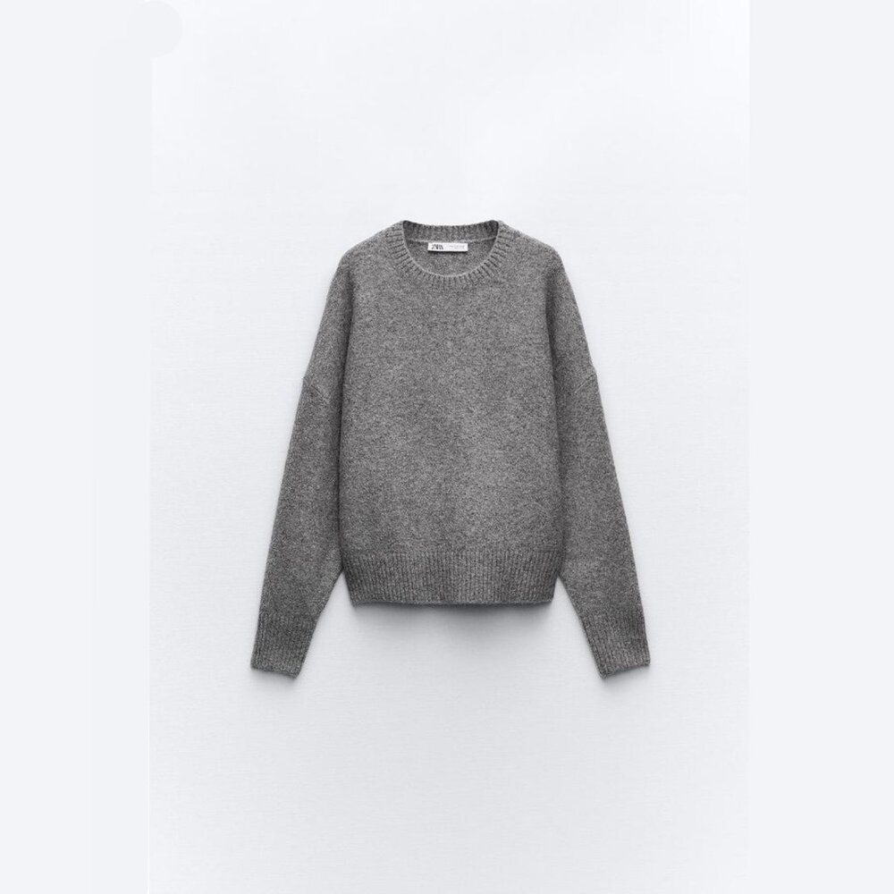 Zara Gray Crew Neck Knit Sweater Size XS